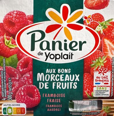 Yahourt morceaux de fruits framboise fraise